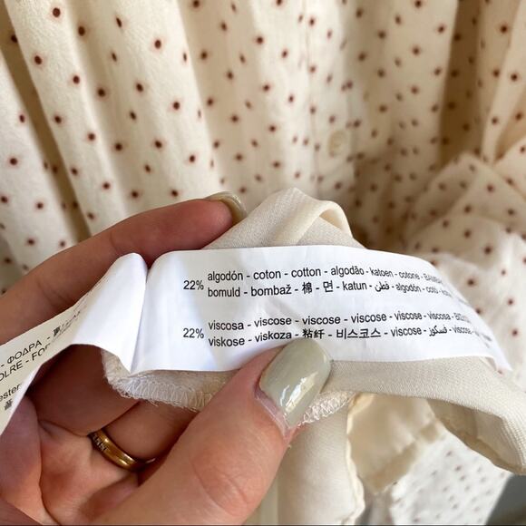 NWT‎ Zara Cream Polka Dot Babydoll Mini Dress - Picture 9 of 9